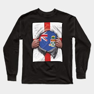 Cayman Islands Flag English Flag Ripped Open - Gift for Caymanian From Cayman Islands Long Sleeve T-Shirt